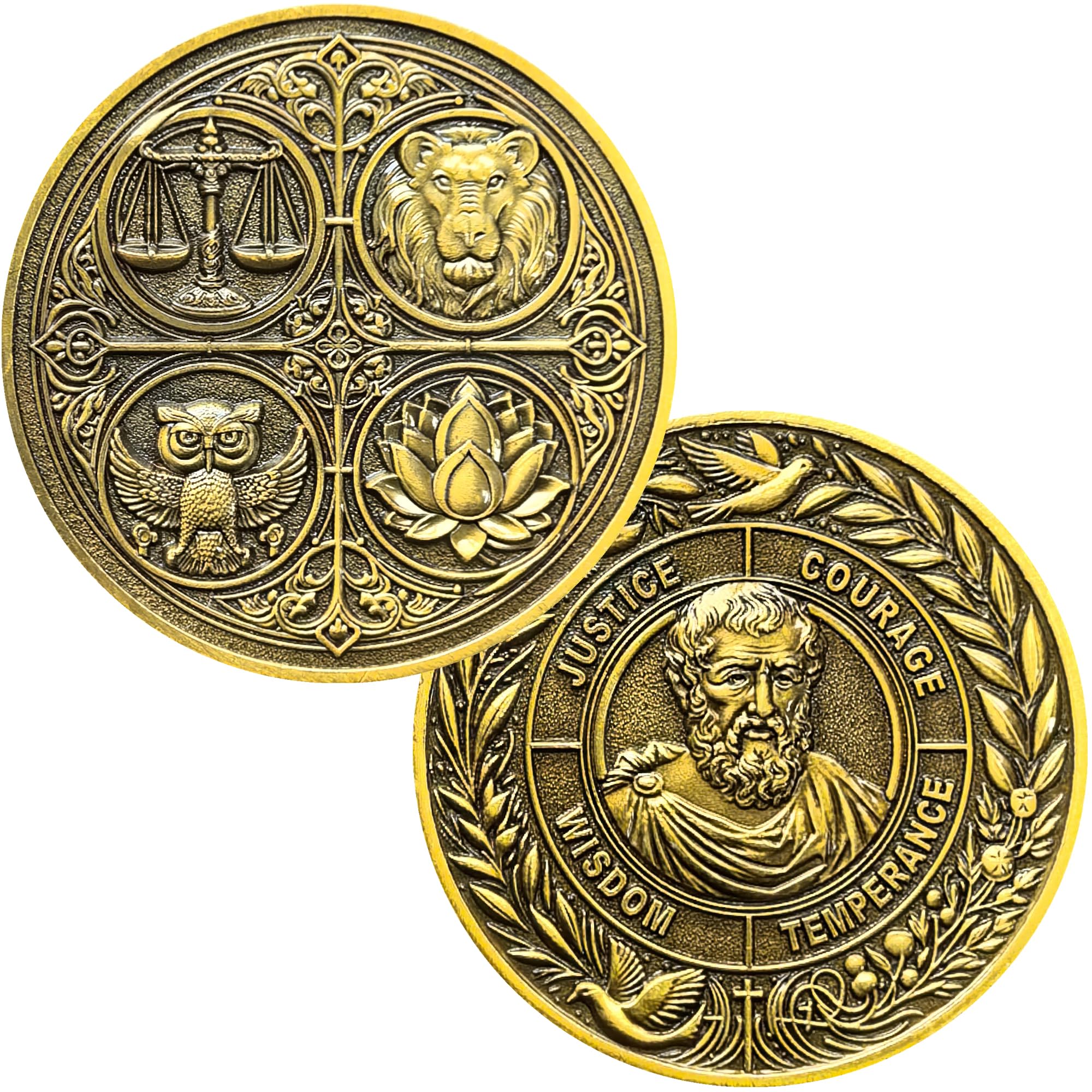 Amazon.com: Cardinal Virtues Stoic Coin with Justice, Courage